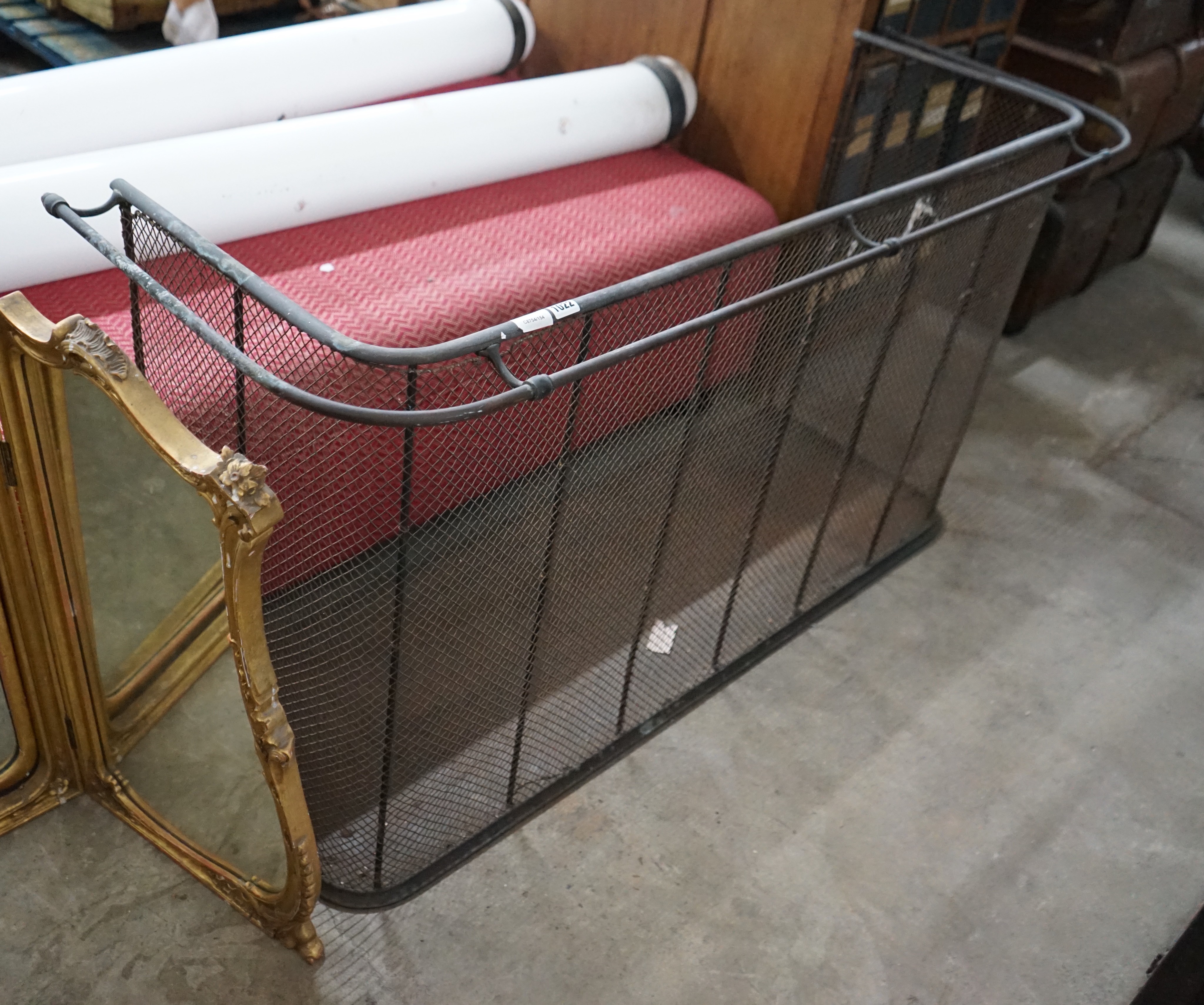 A Victorian steel mesh fender, width 148cm, depth 50cm, height 77cm